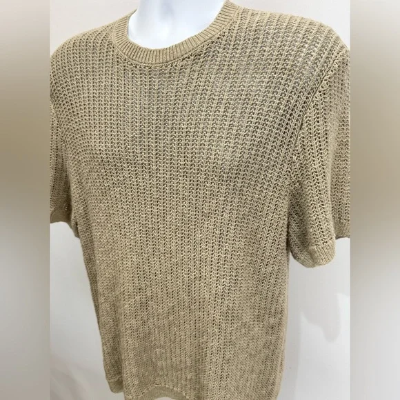 ABERCROMBIE & FITCH Men's taupe open knit crewneck sweater size M - Picture 4 of 14